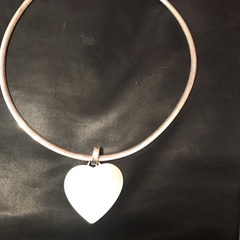 snake necklace with large sterling silver heart